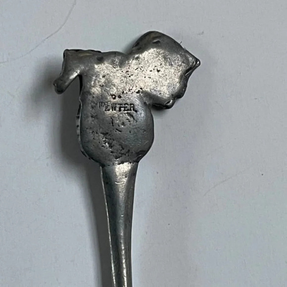 Pewter Baby Spoon Set of 2 Silver Dragon Handle Home Decor Kitchen Dining - Picture 6 of 10